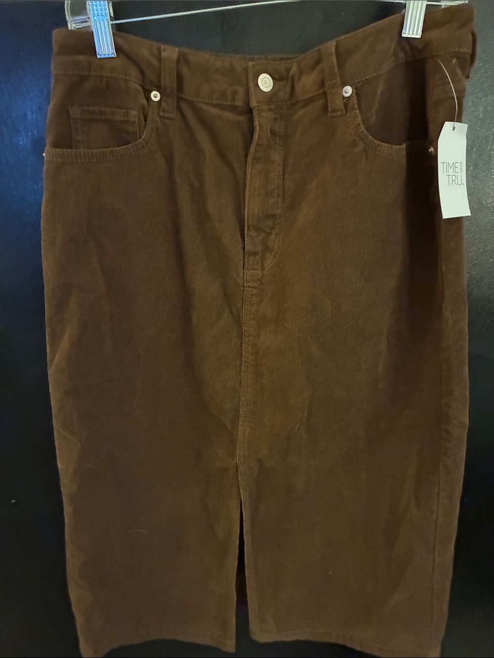 Time and Tru Brown Corduroy Maxi Skirt NWT